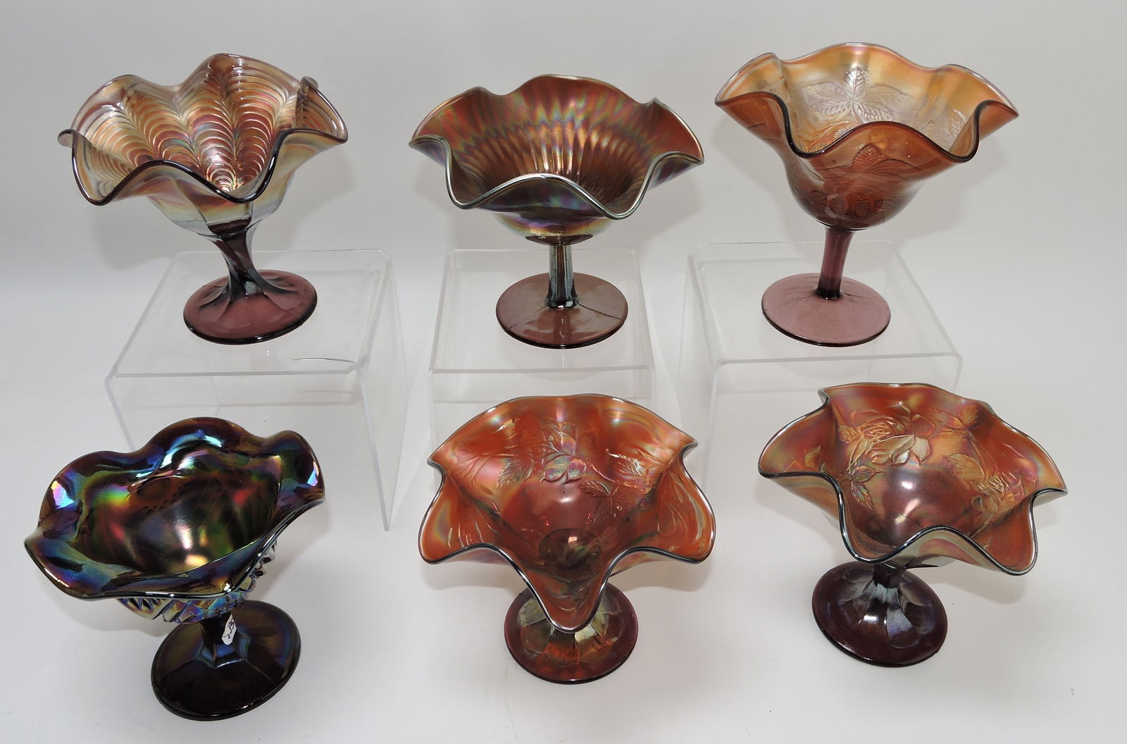 Amethyst carnival glass lot of 6 assorted (1 of 1)