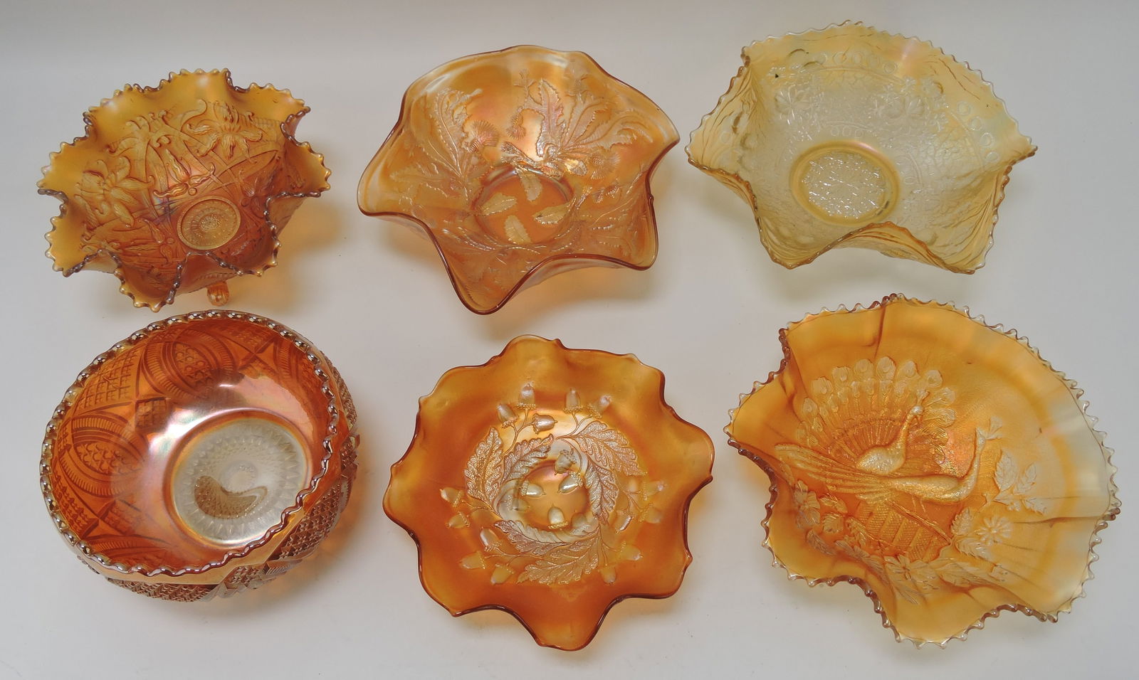 Marigold carnival glass lot of 6 bowls: (1 of 1)