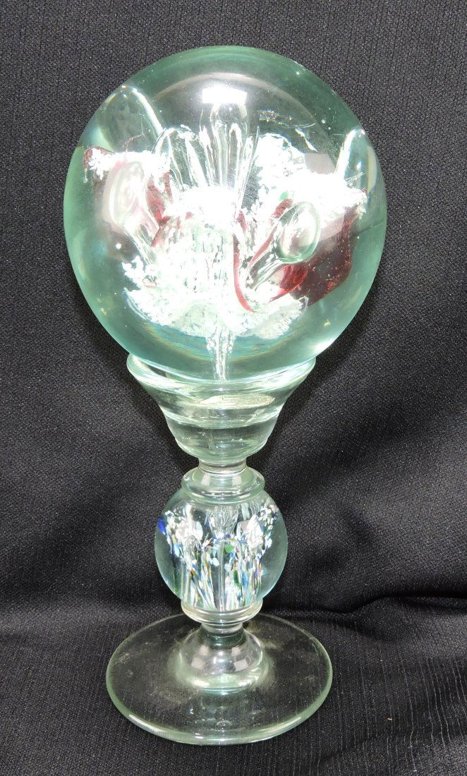 Two piece pedestal paperweight, 9": .