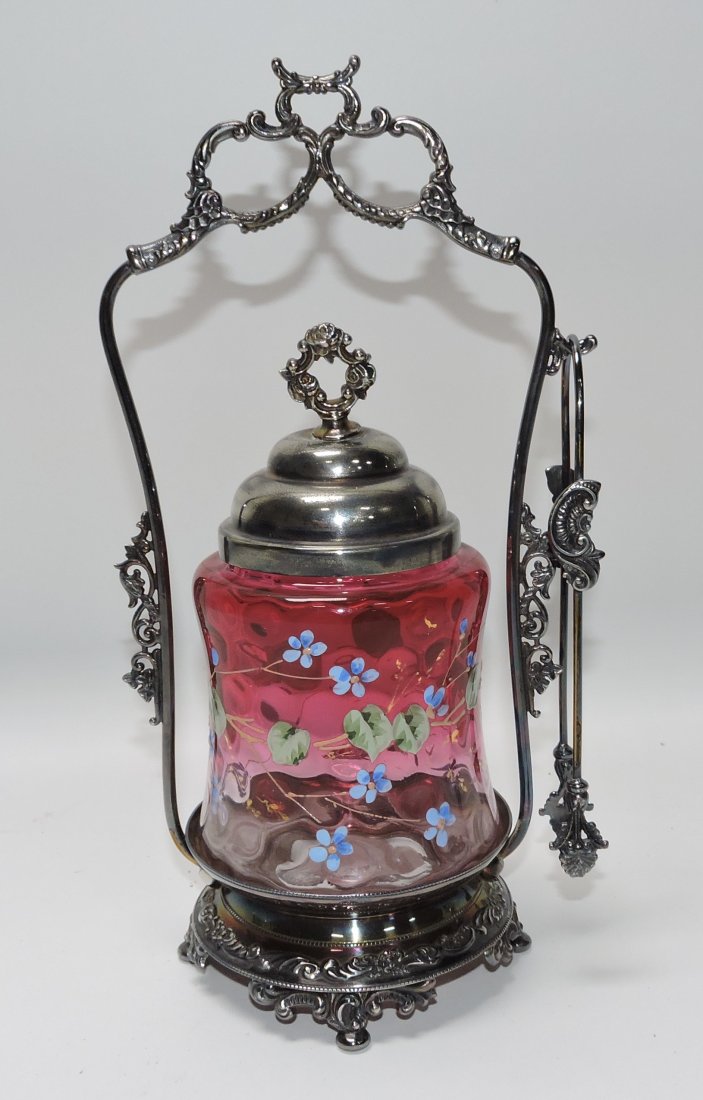 Rubina floral enameled pickle castor: .