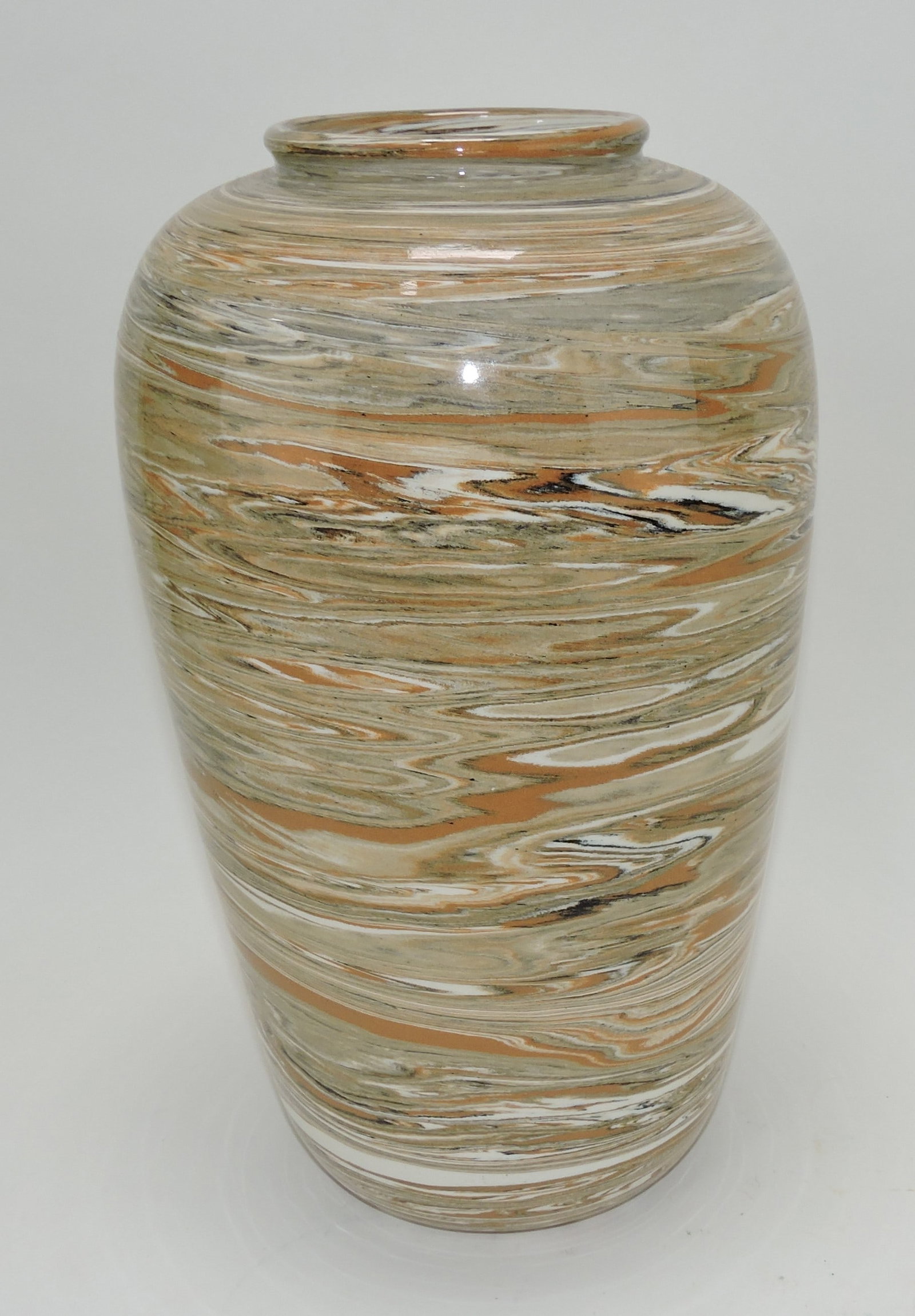 Niloak large Mission Swirl 14" vase,: gloss glaze