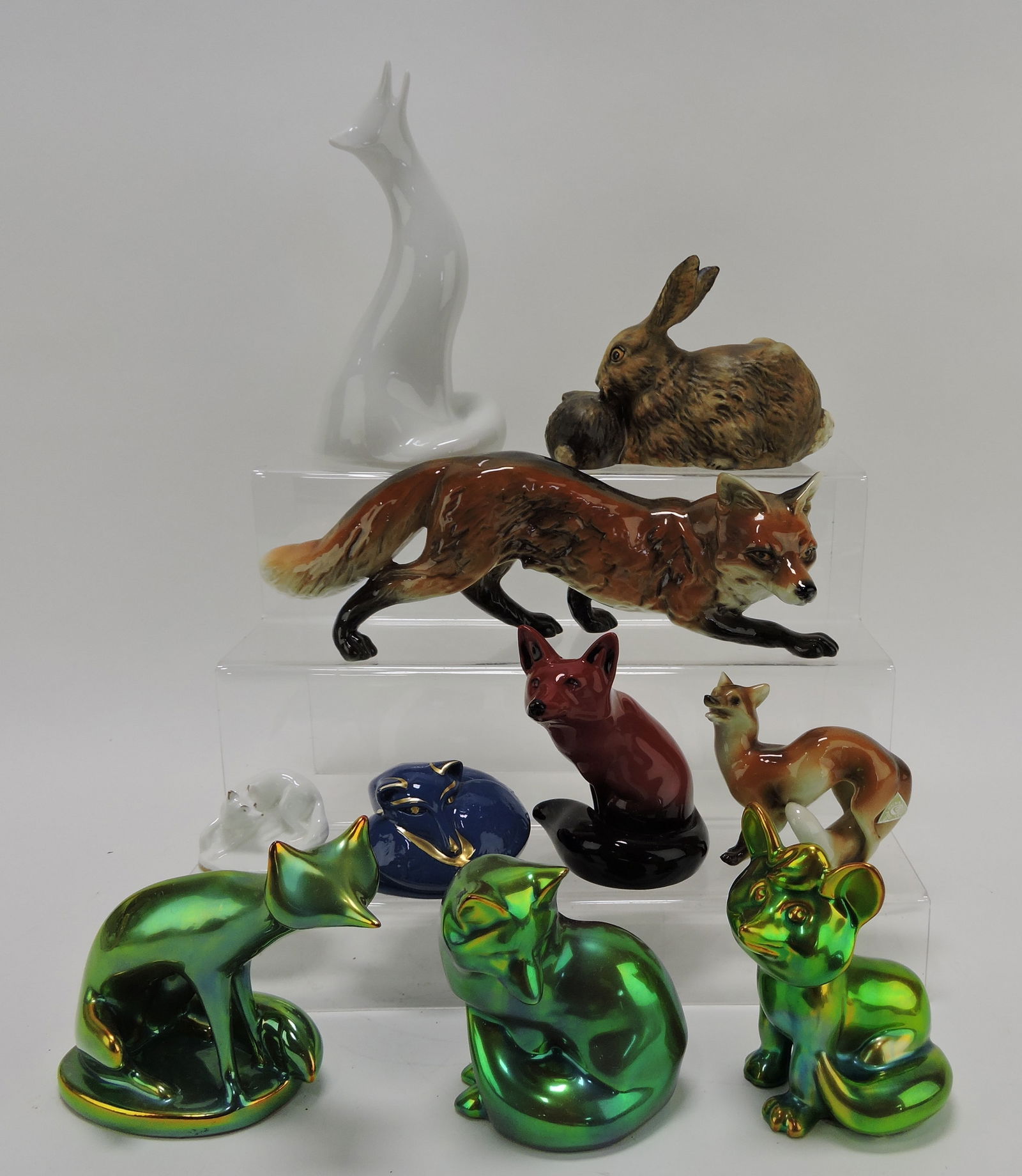 Porcelain lot of 10 figures - Zsolnay,: Royal Doulton, Royal Dux, Goebel, Minton, Royal Worcester