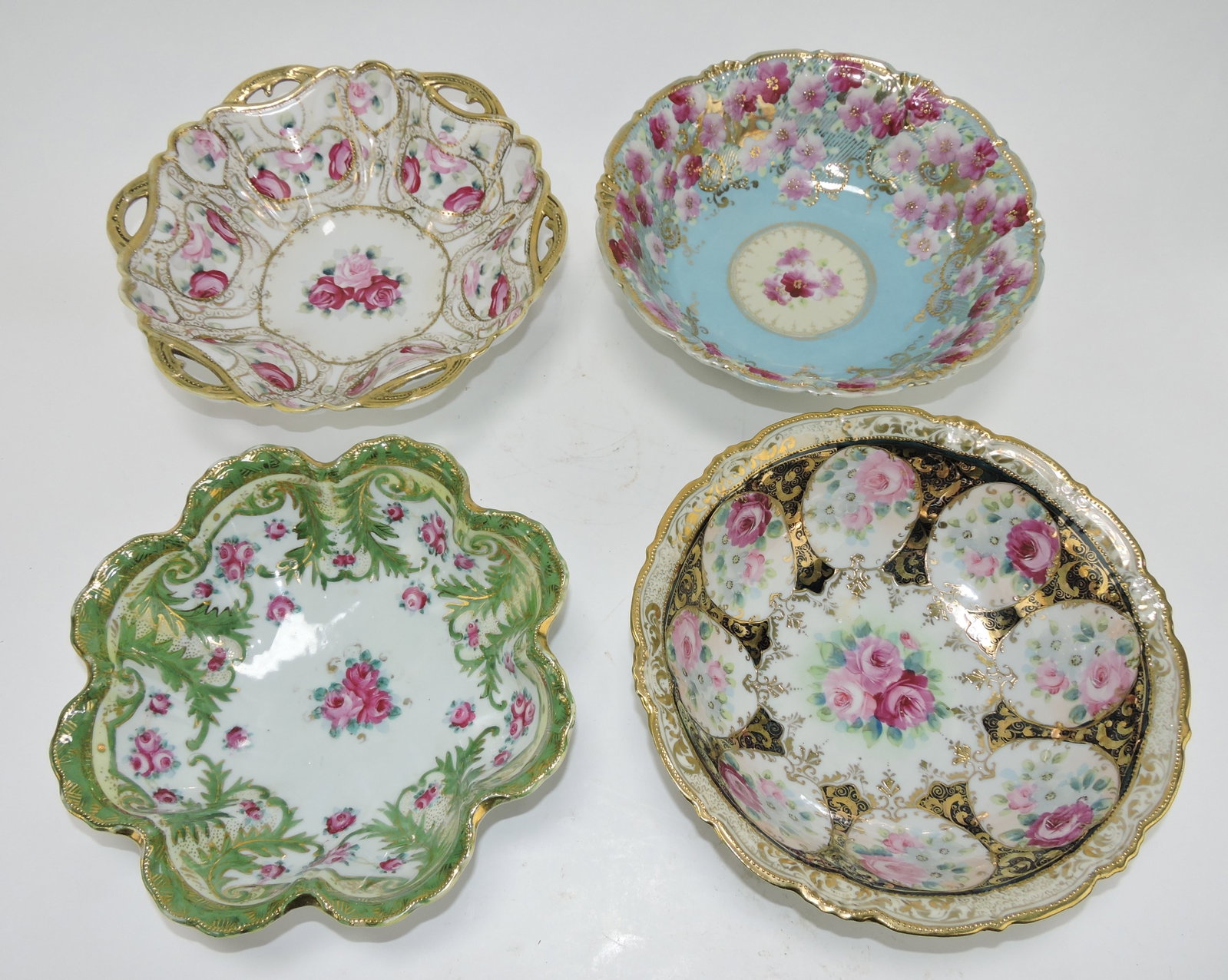 Nippon lot of 4 deep bowls 9 1/2 to 10 1/2": .