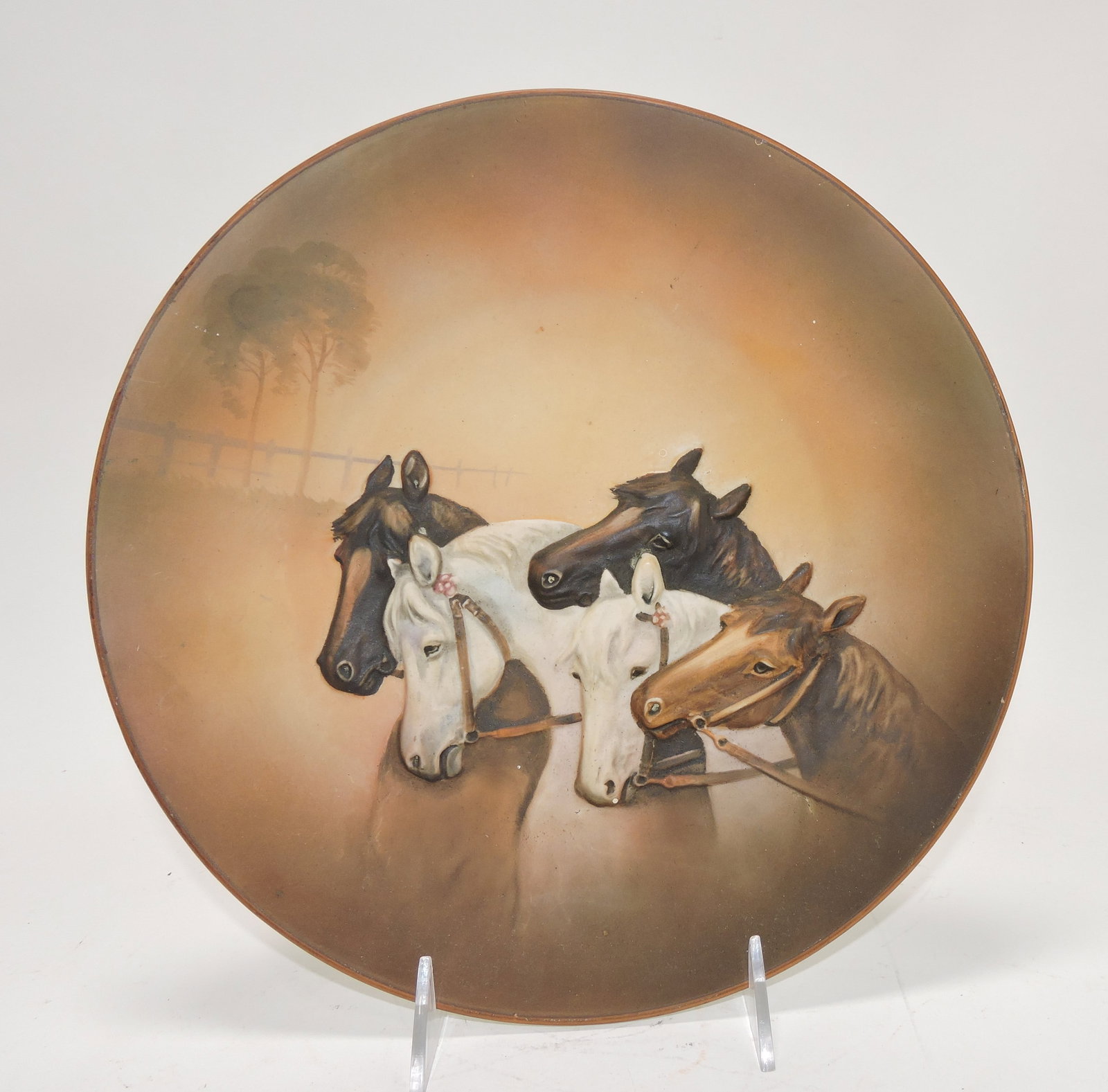 Nippon blown out horse plate, 10 3/4": .