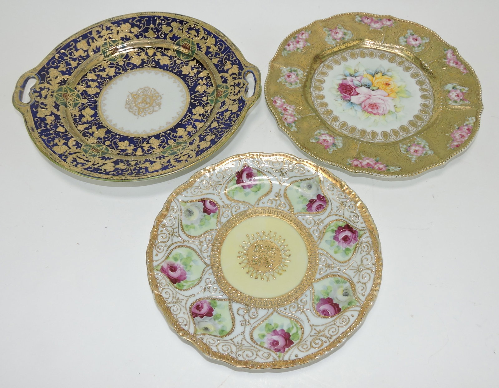 Nippon lot of 3 plates 8 1/2 to 10 1/2": .