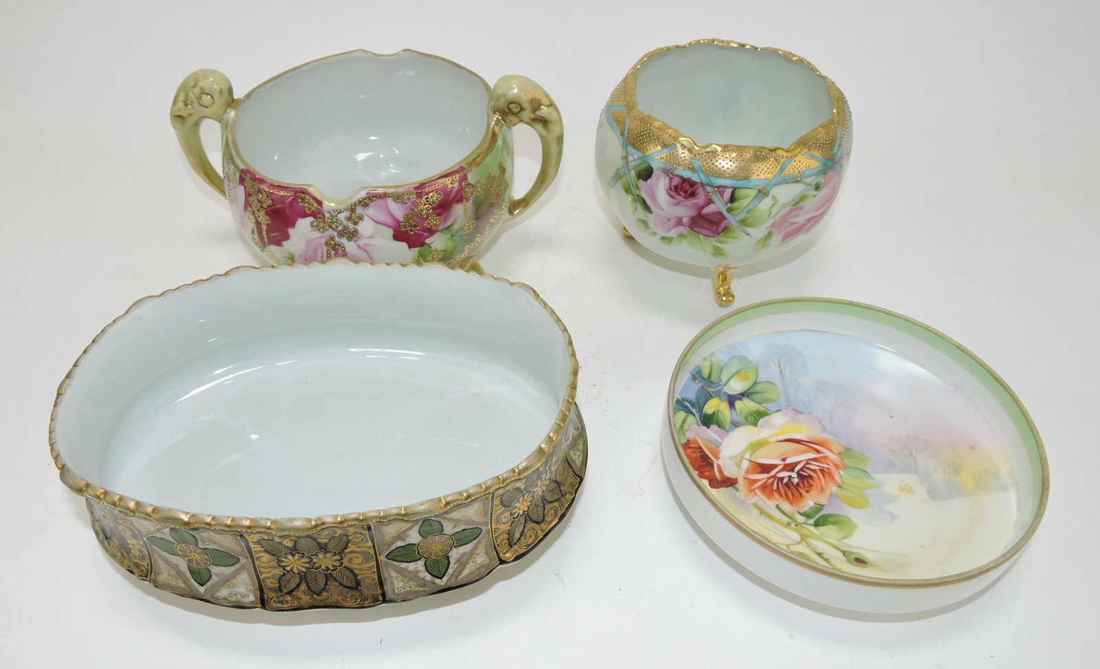 Nippon lot of 4 rose bowls and bowls: .
