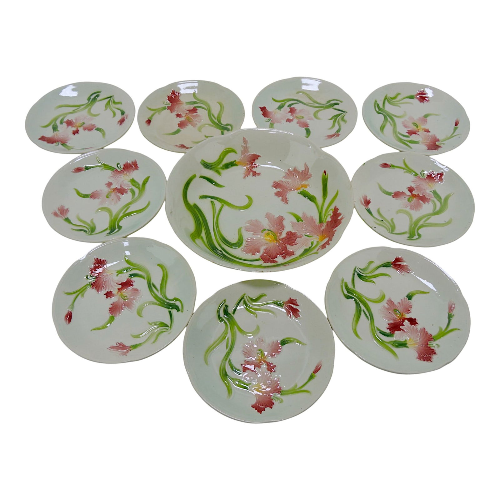 French majolica 10 pc dessert set (1 of 1)