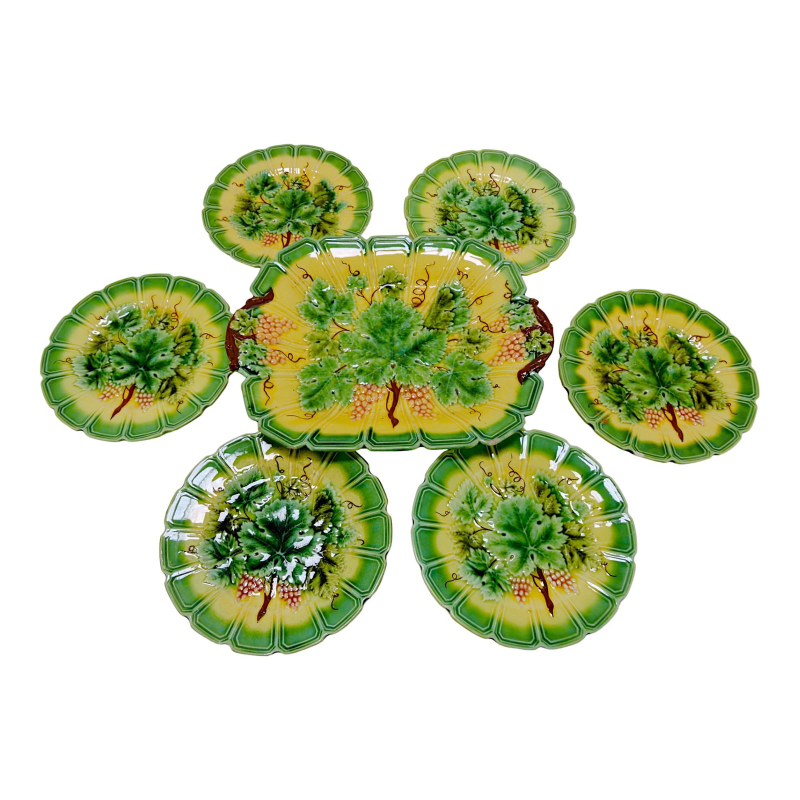 Sarreguemines majolica 7 pc dessert set (1 of 1)