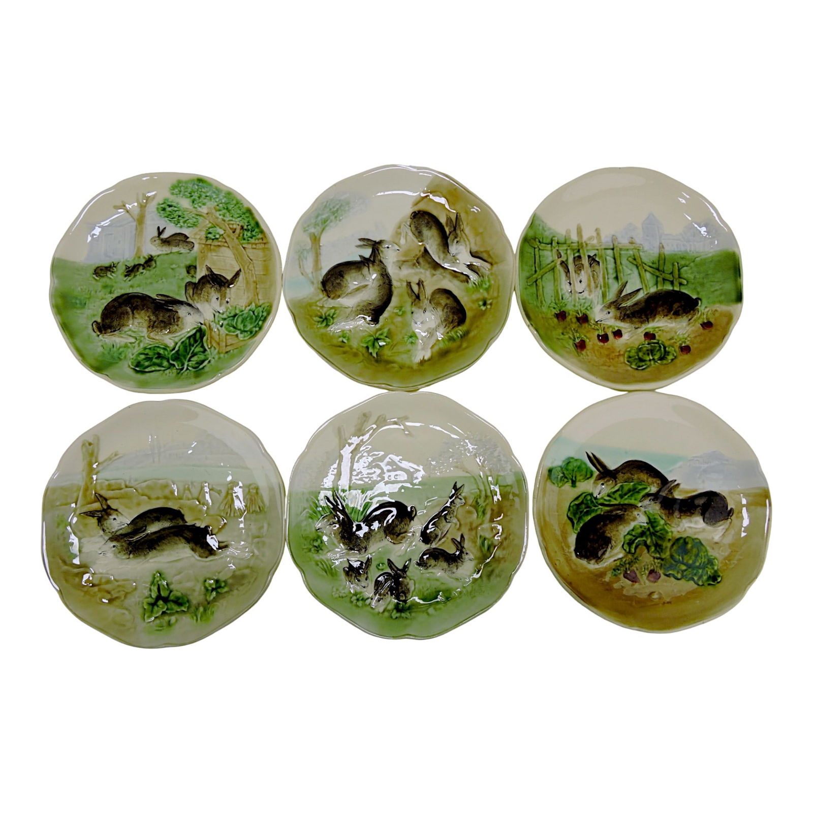 French majolica set of 6 - 8 3/4" rabbit (1 of 1)