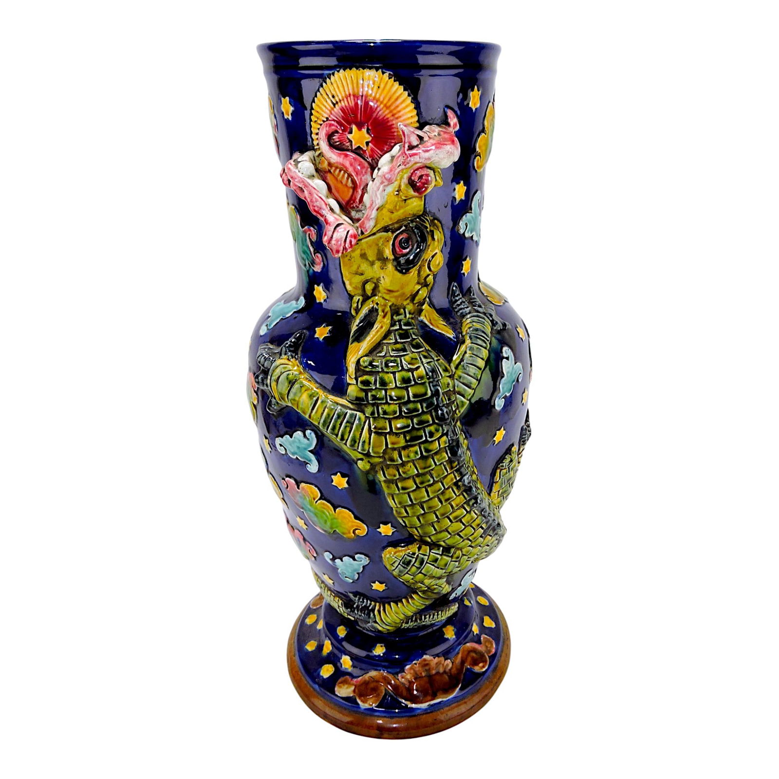 Majolica cobalt blue large floor vase (1 of 2)