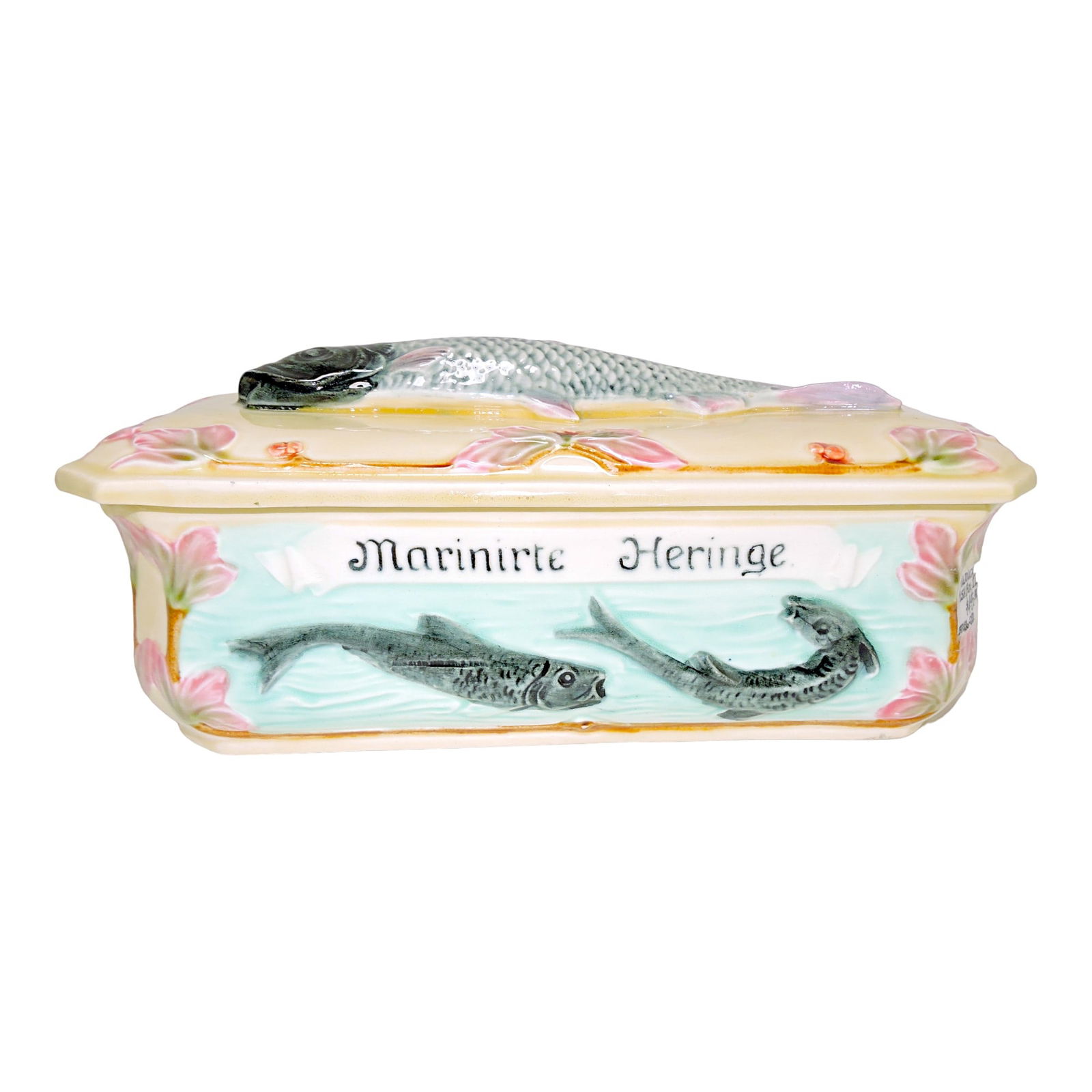 French majolica 'Marinated Herring': covered box
