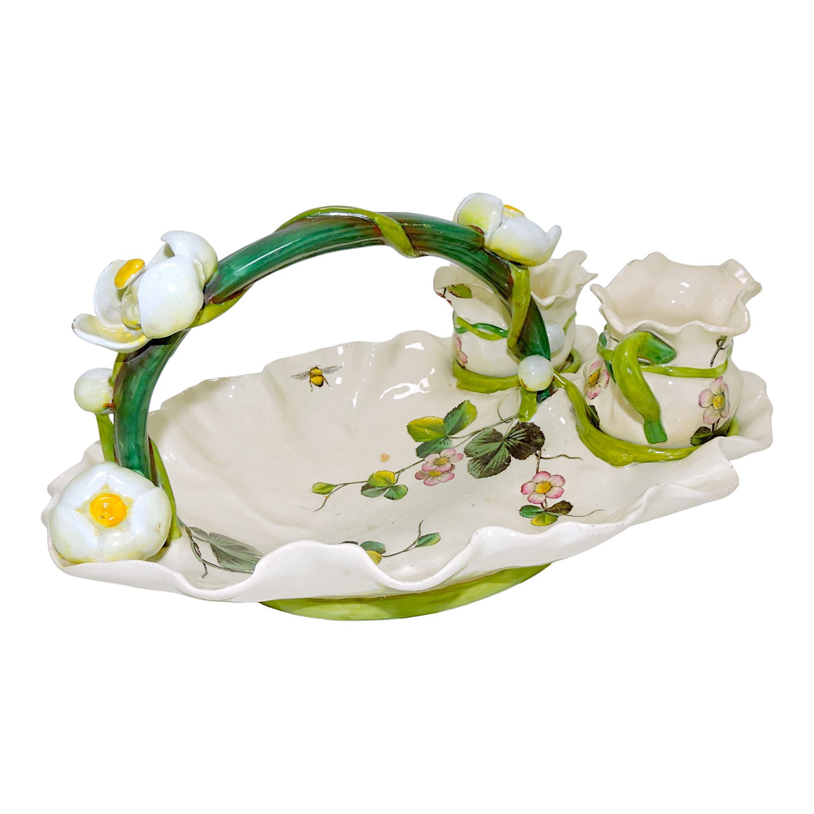 George Jones albino majolica strawberry: server
