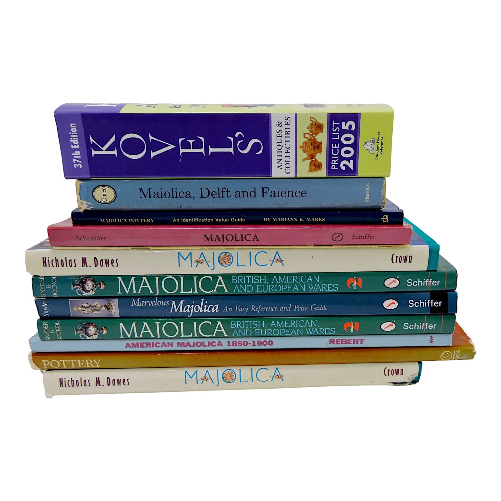 Majolica lot of 12 reference books: .