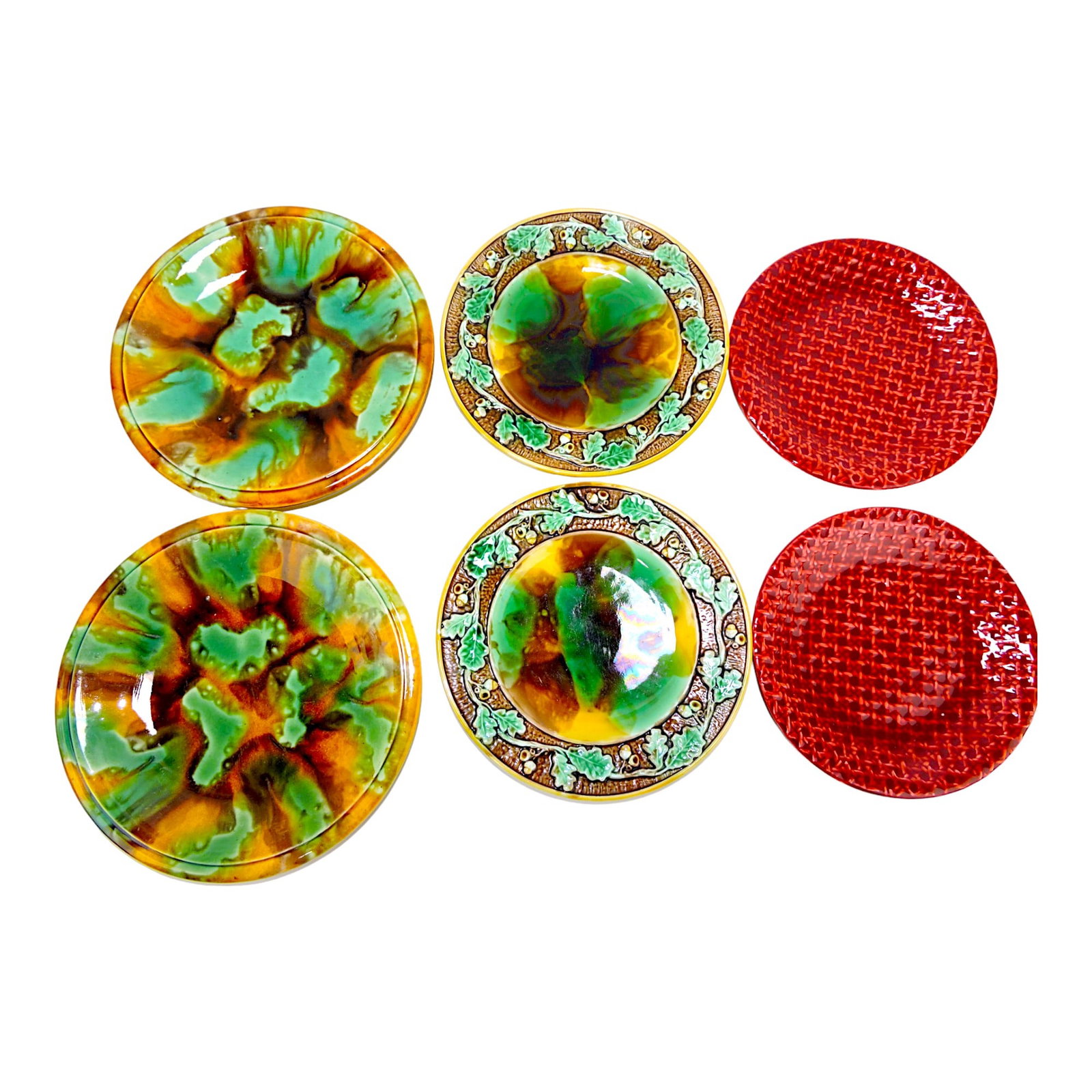 Majolica lot of 3 pair of plates, 8 1/4",: 9", 10"
