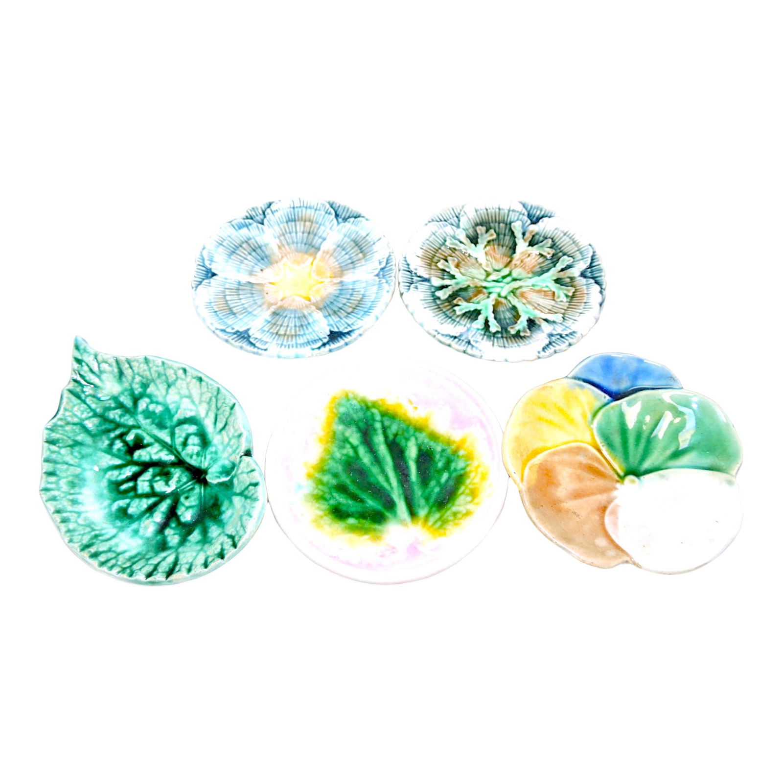 Etruscan majolica lot of 5 butter pats (1 of 1)