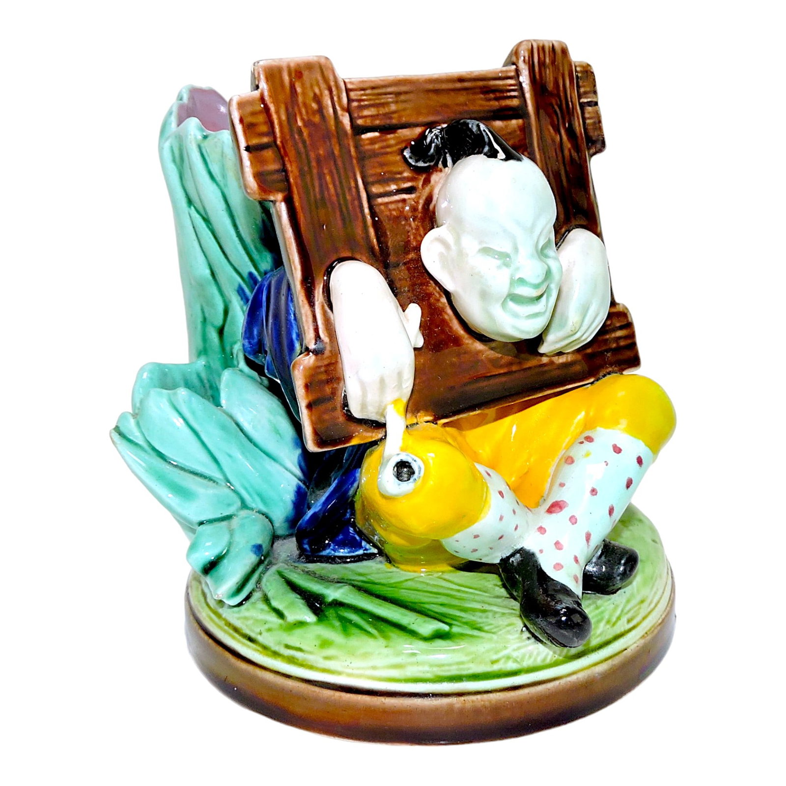 Sarreguemines majolica Oriental match: striker, professional repair to high points, 5 1/2"