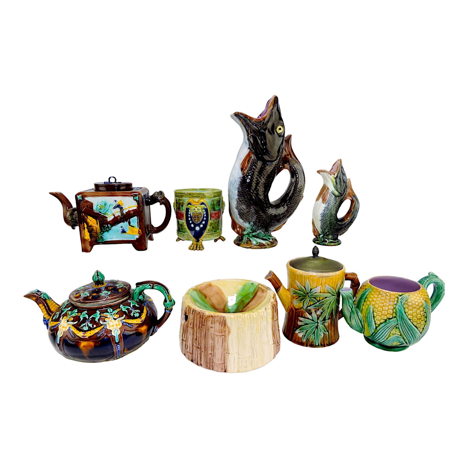 Majolica lot of 8 items, various condition (1 of 1)