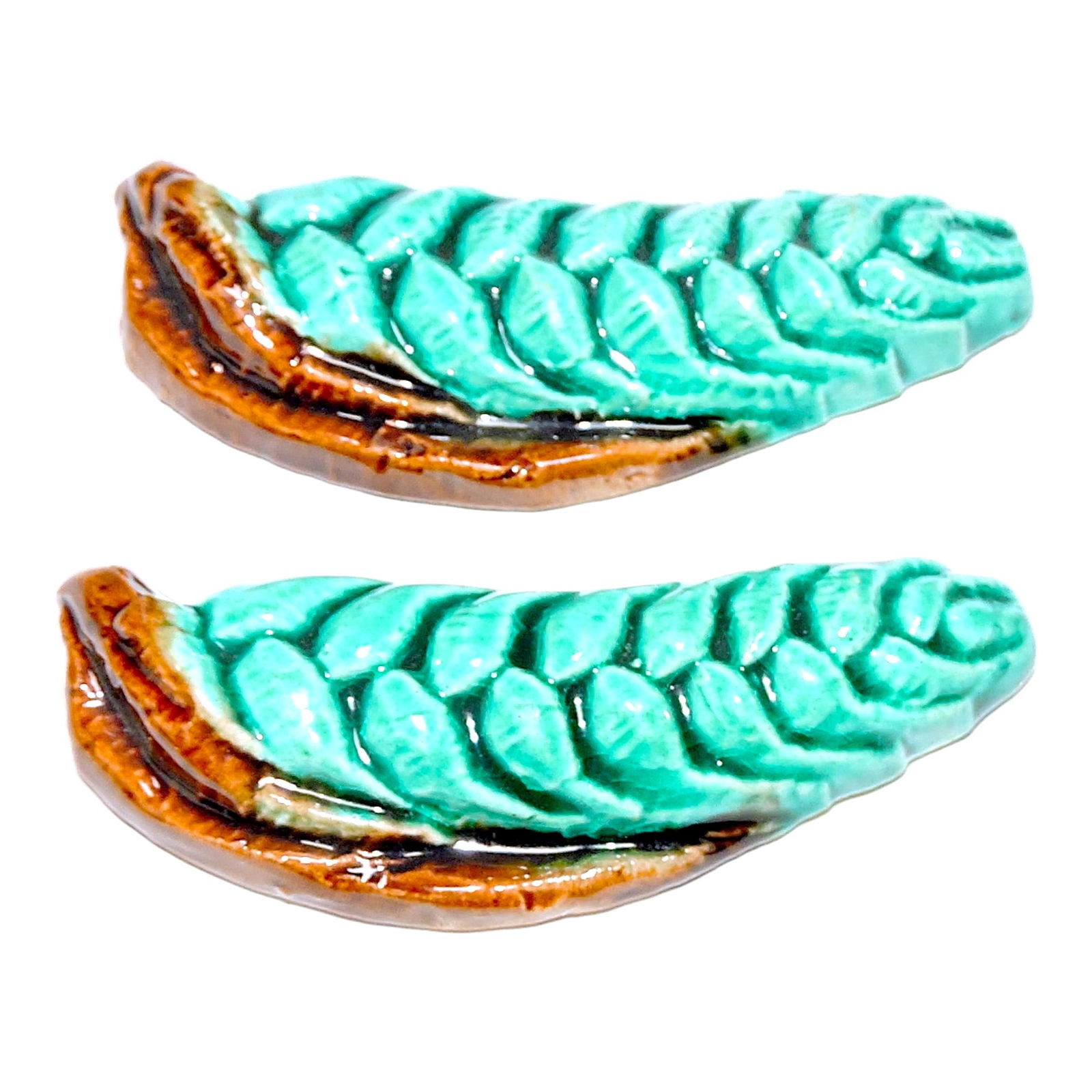 Majolica pair of pinecone knife rests 3 1/2" (1 of 1)