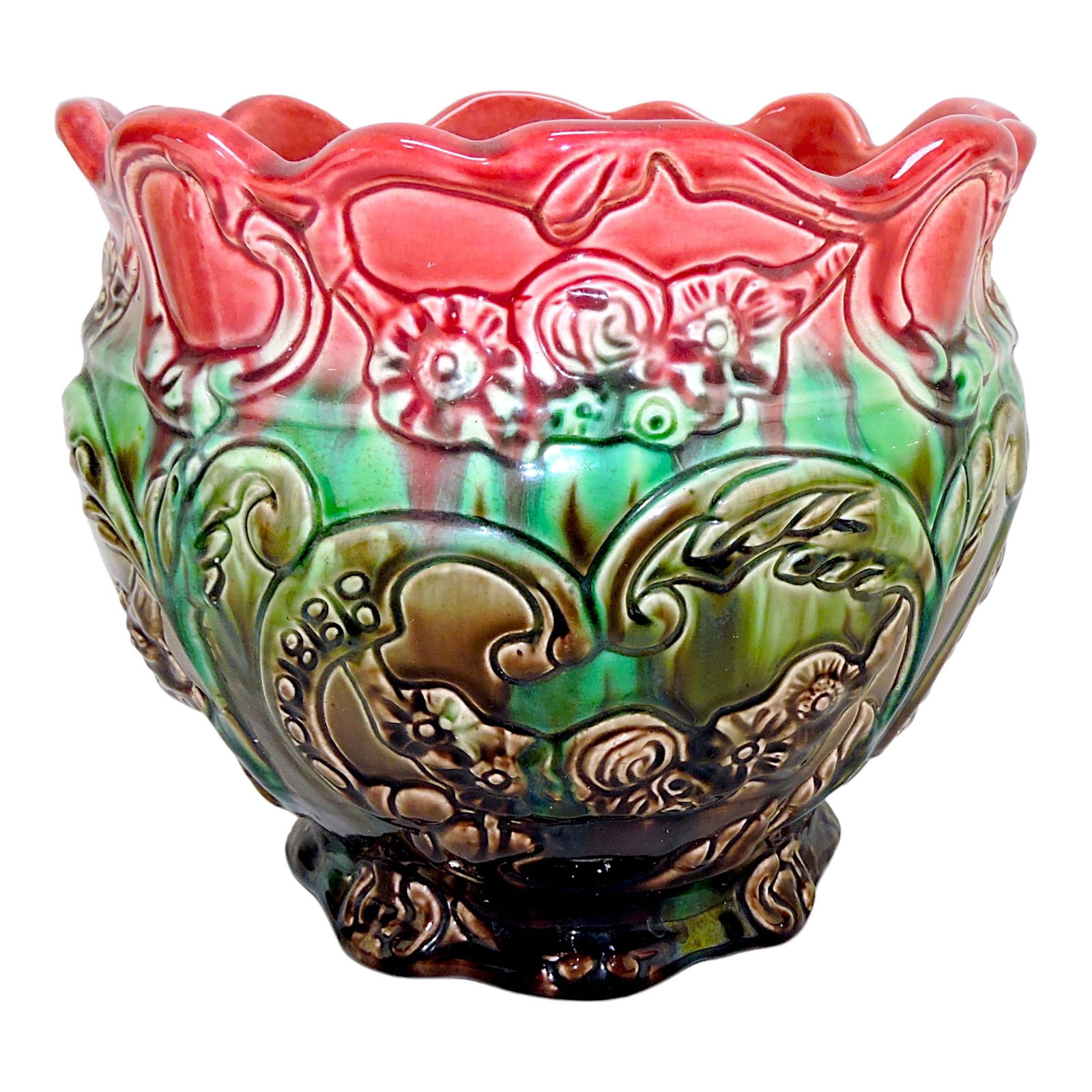 Majolica style jardiniere, 9": .