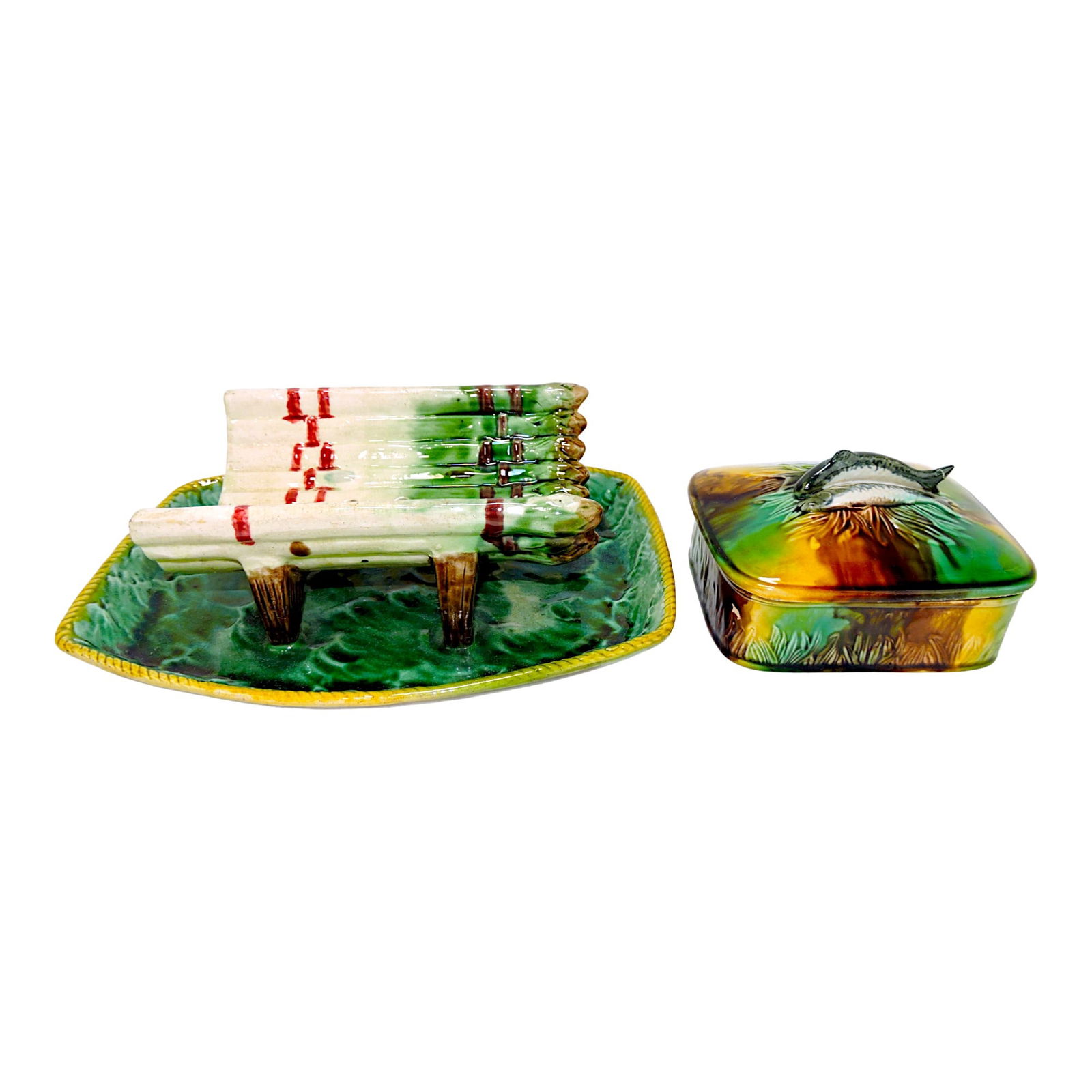 Majolica asparagus server and mottled (1 of 1)