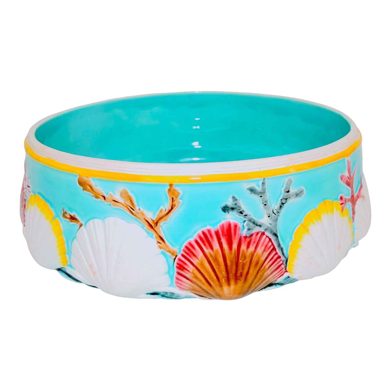 Wedgwood majolica Ocean salad bowl,: 9", lacking silver rim