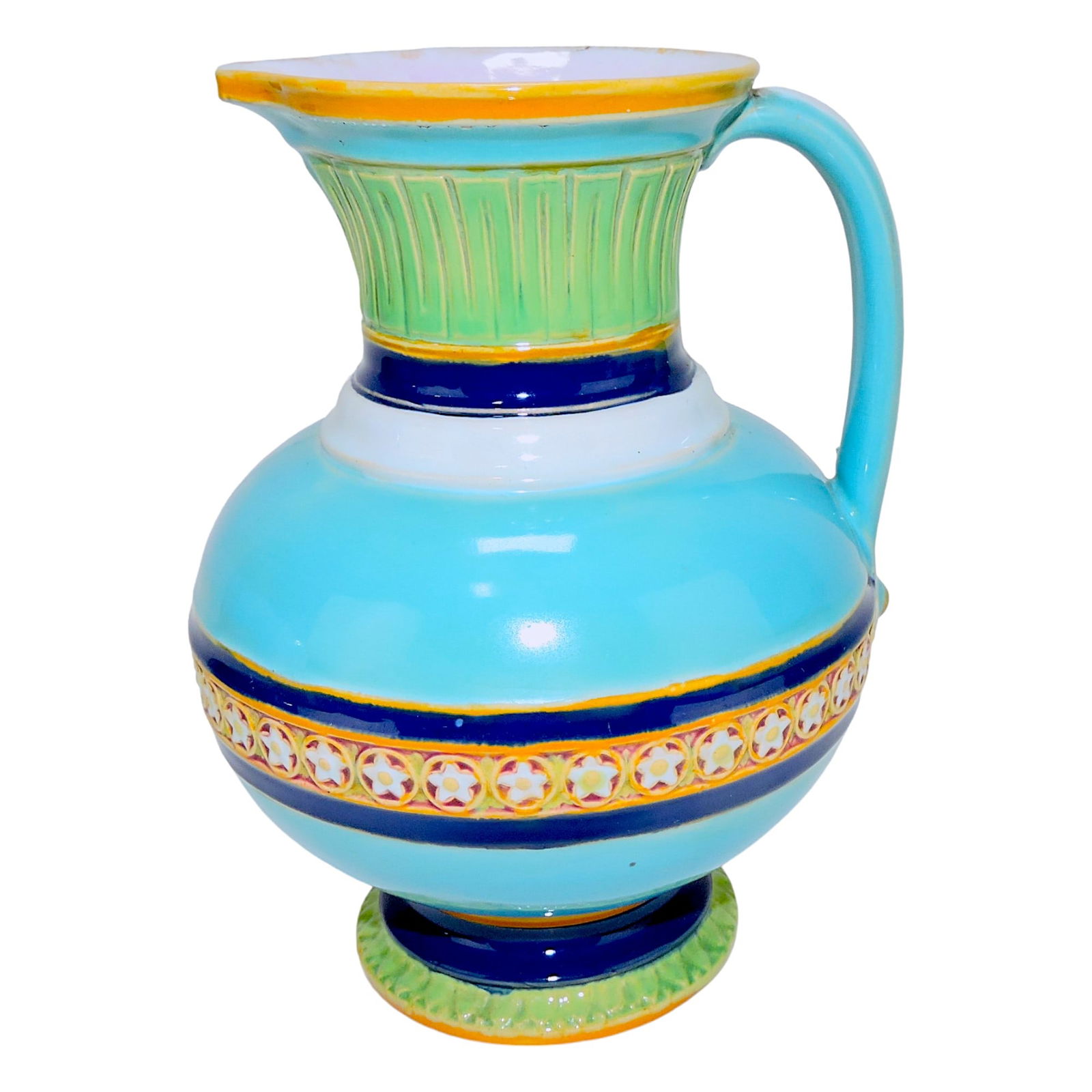 Minton majolica pitcher, 7", with (1 of 2)