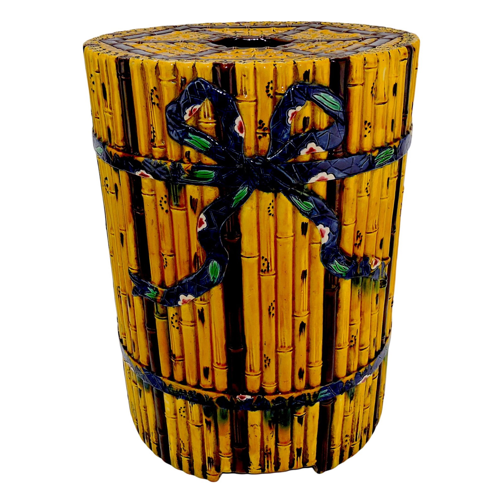 Minton majolica bamboo garden seat (1 of 4)