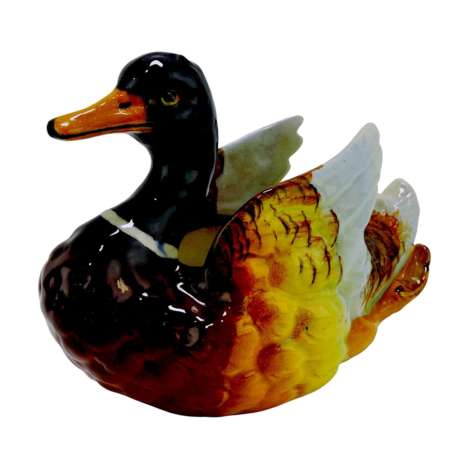 Jerome Massier majolica duck planter,: 6 1/2"h, 8 1/2"l