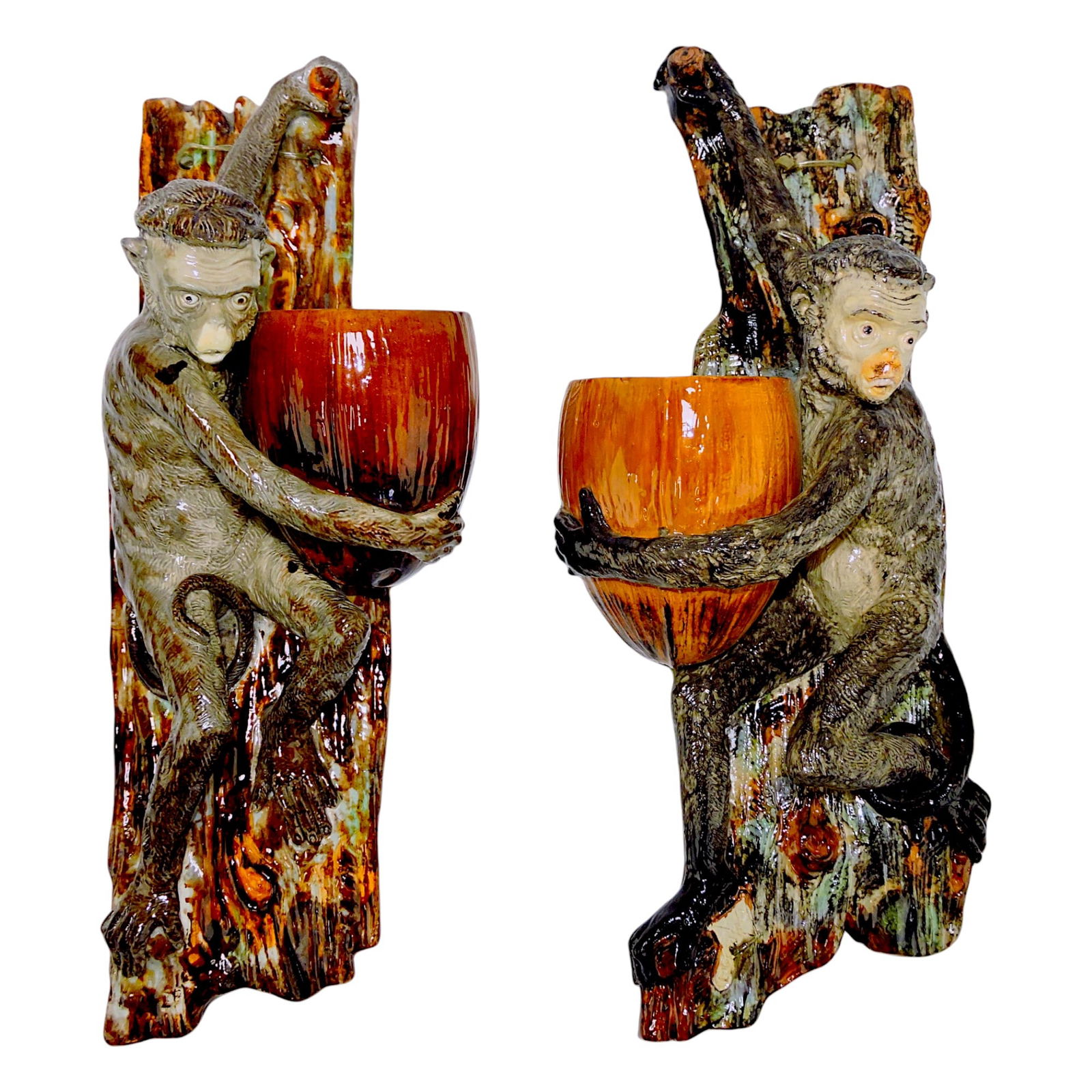 RARE Wayte & Ridge majolica pair of (1 of 2)