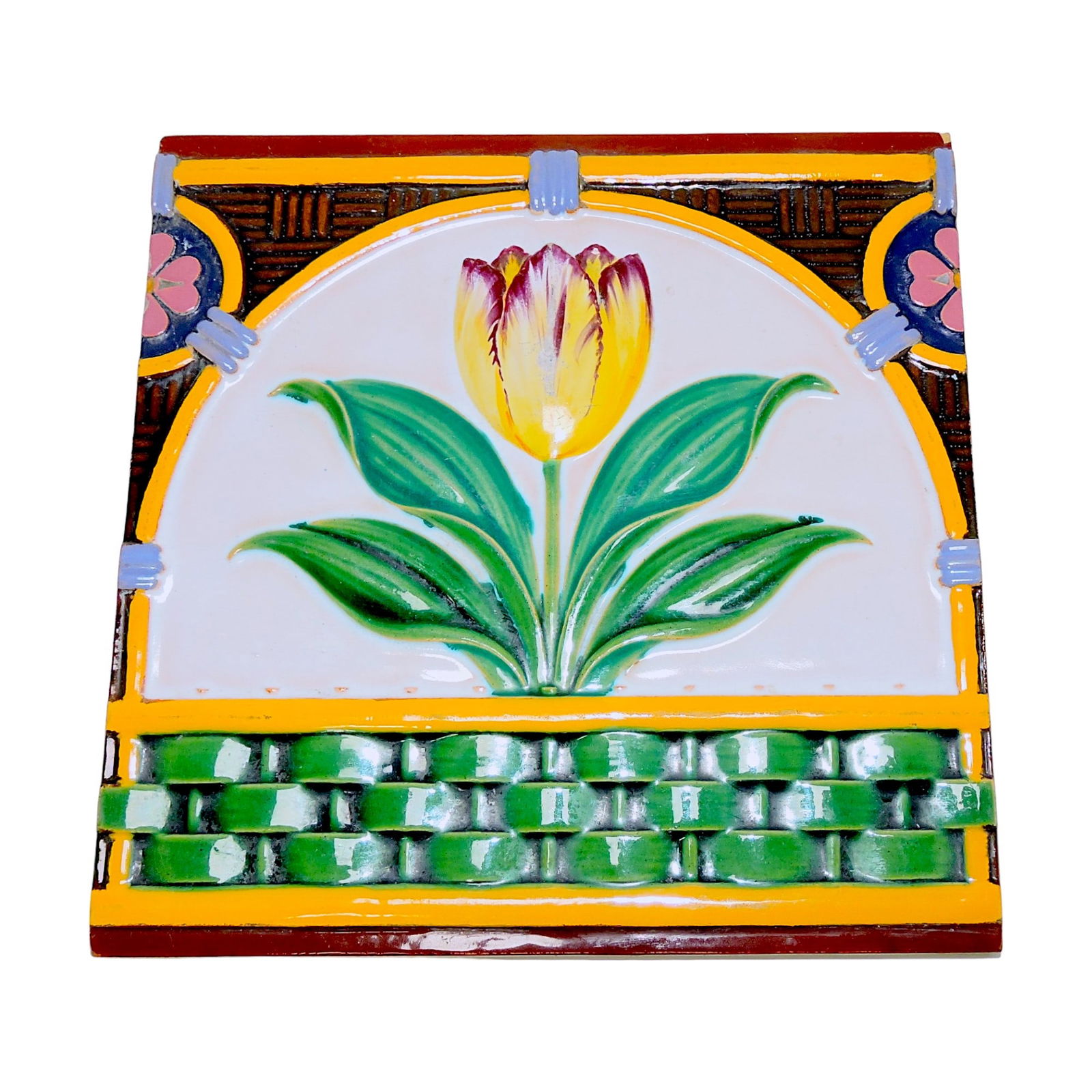 Minton majolica 8"x8" tulip tile (1 of 1)
