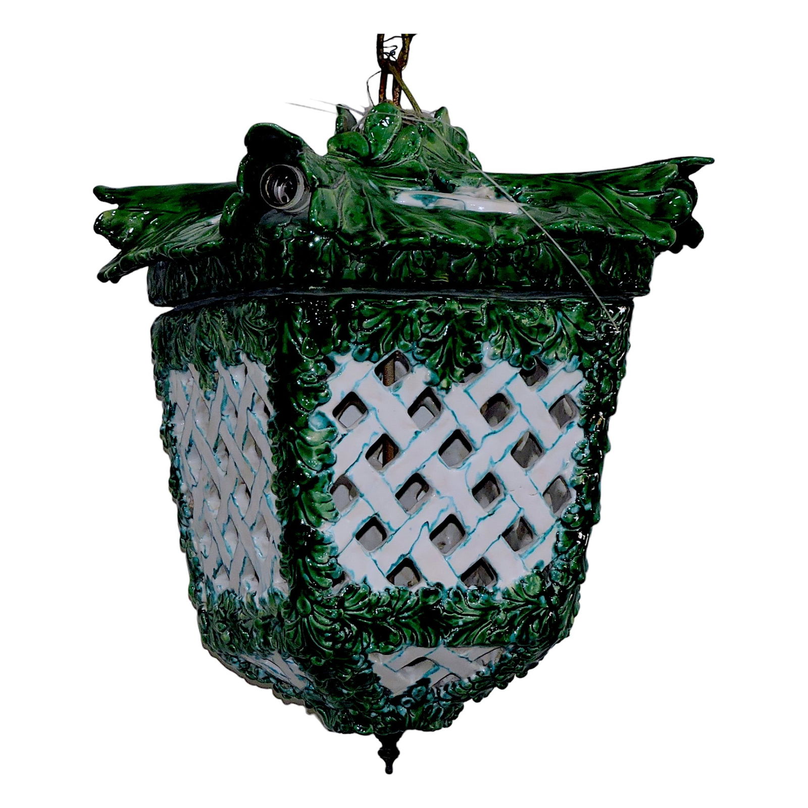 Majolica style hanging light fixture, (1 of 1)