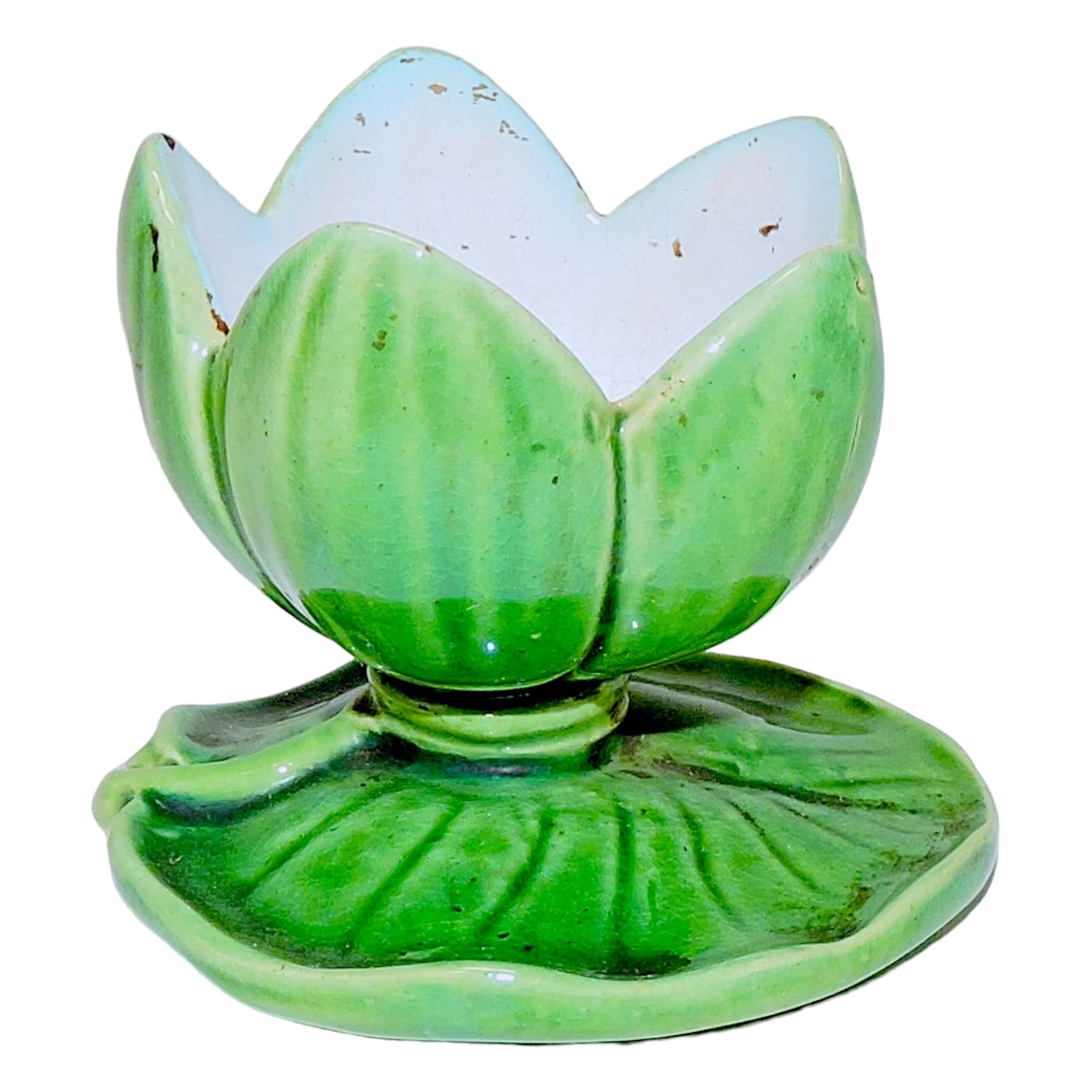 Minton majolica lily egg cup/salt, 2", (1 of 1)