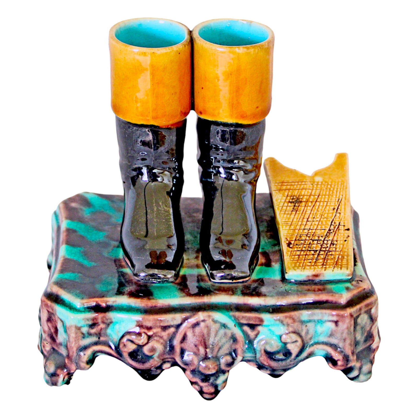 Rare Minton majolica boots match (1 of 3)