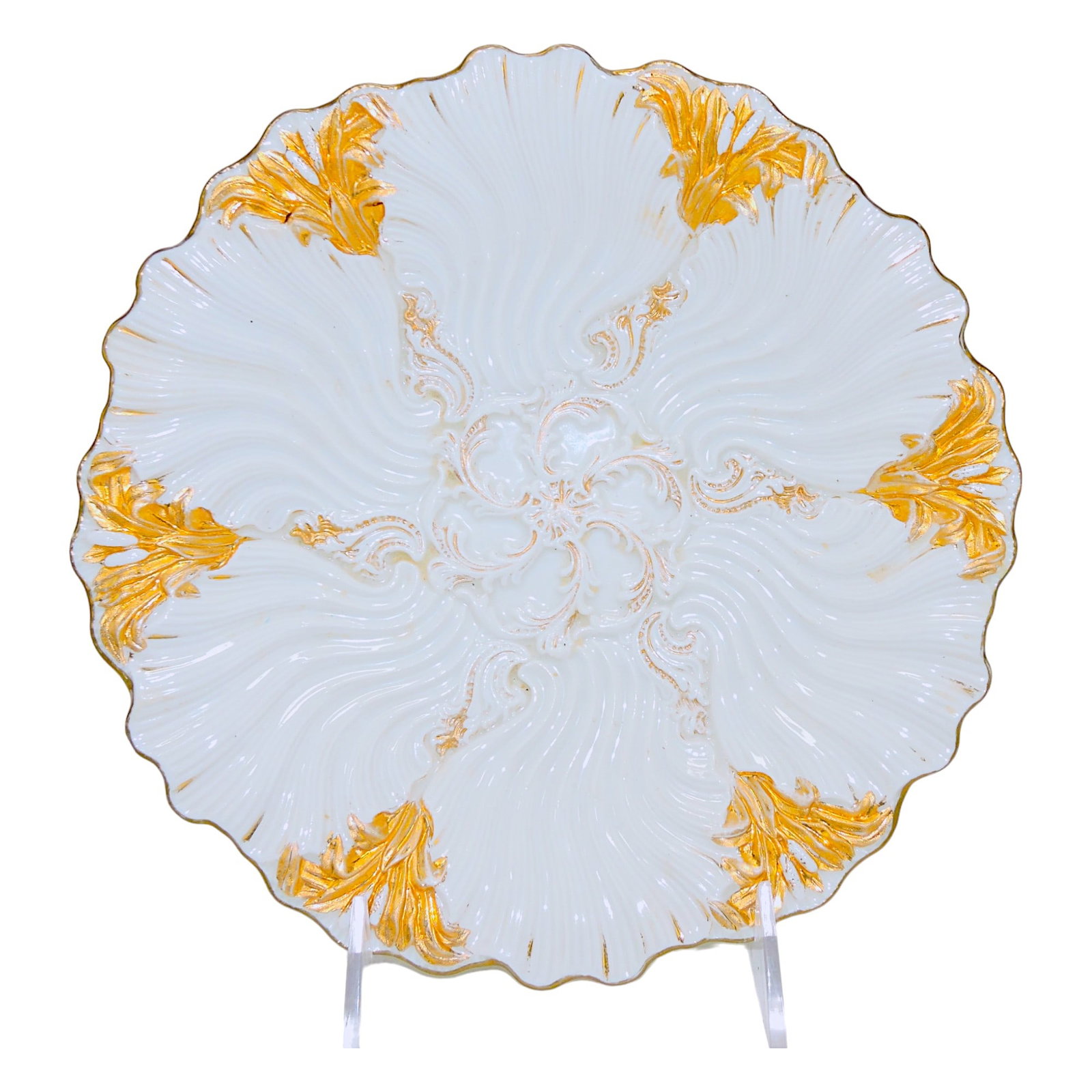 Meissen porcelain six well oyster plate,: 8 3/4"