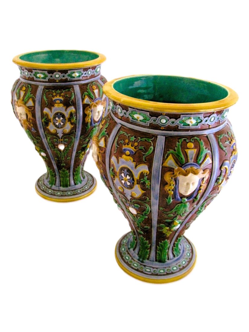 Rare pair of Minton majolica vases (1 of 4)