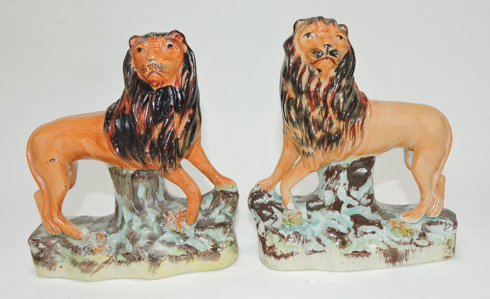 Staffordshire pair of lion figures 6", (1 of 1)