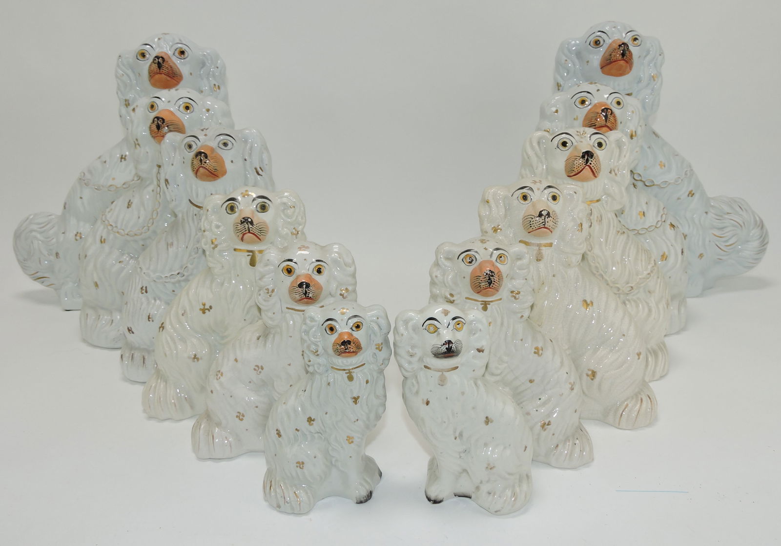 RARE Staffordshire set of white spaniels (1 of 2)