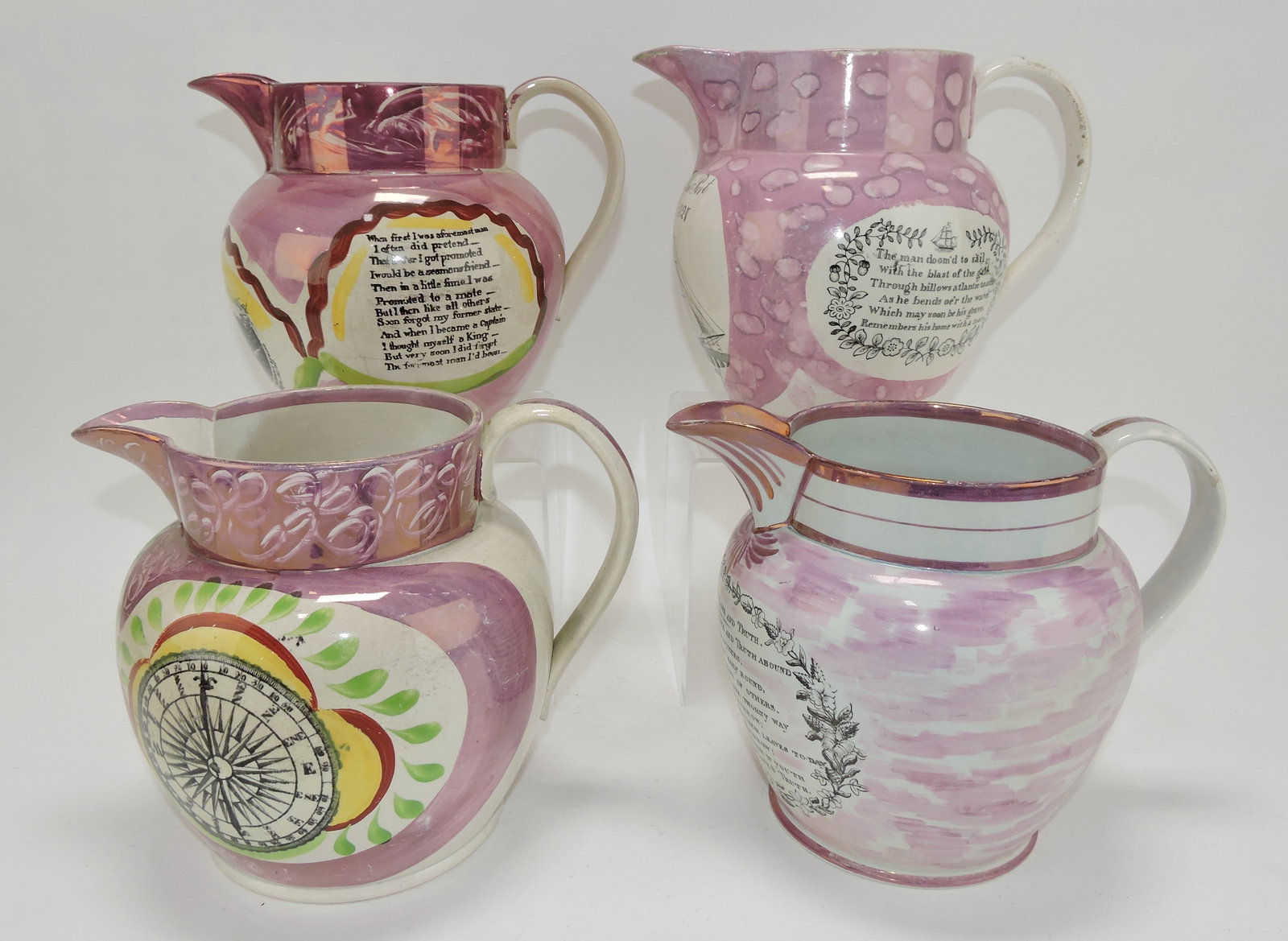 Pink Sunderland Luster lot of 4 - (1 of 2)