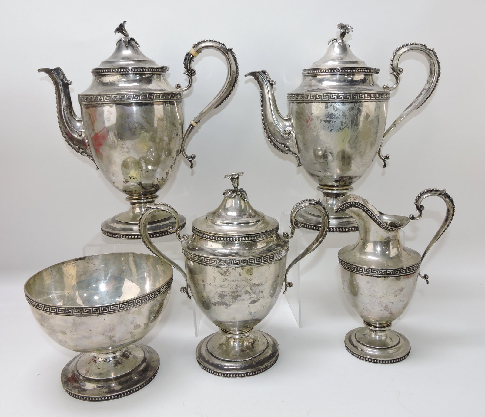 Gorham coin silver 5 pc tea set, 82.8ozt (1 of 1)