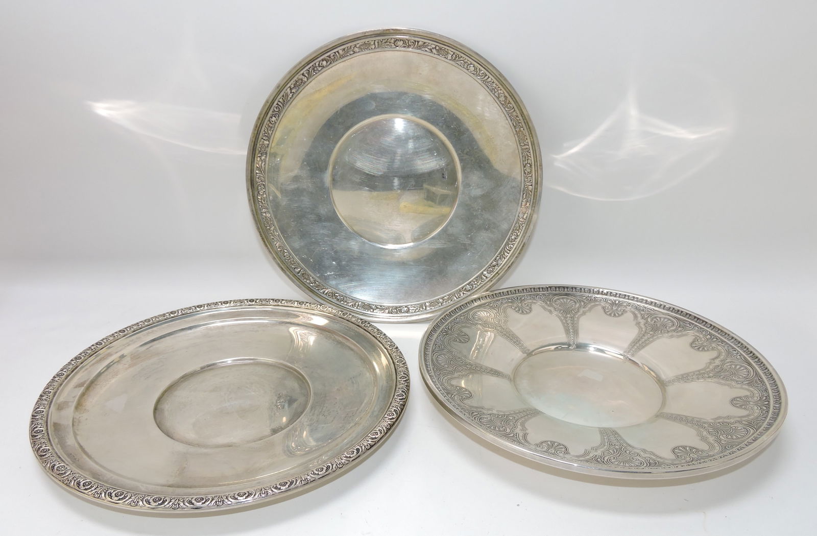 Sterling silver lot of 3 plates, 31.3ozt (1 of 1)