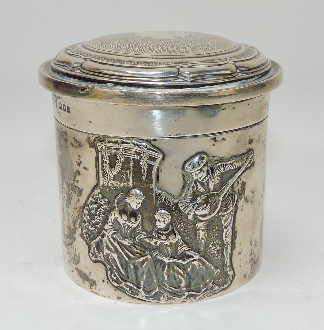 Charles Richard London silver tea caddy,: 3 3/8"h, 6.2ozt