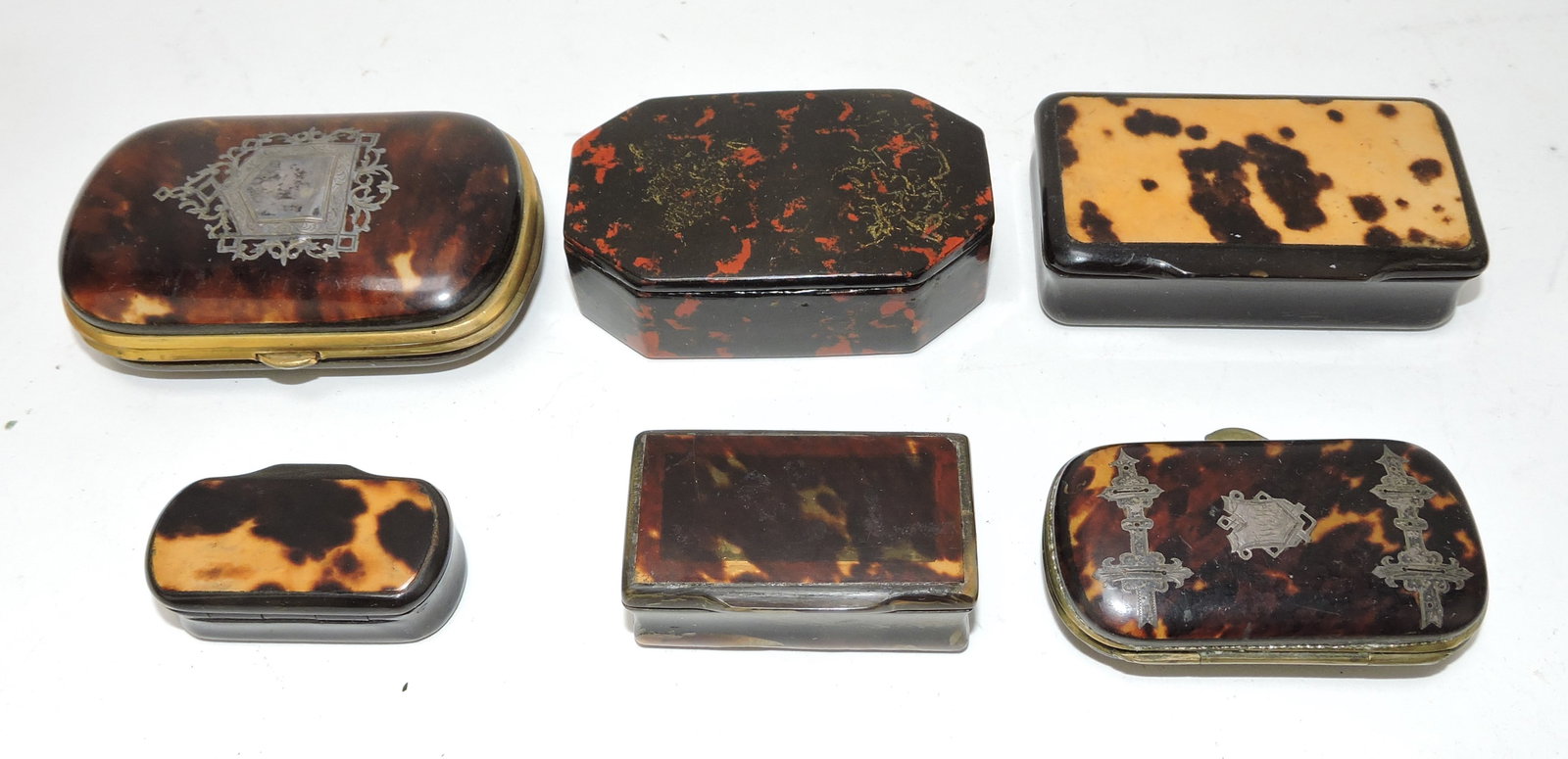 Lot of 6 tortoise shell trinket boxes (1 of 4)