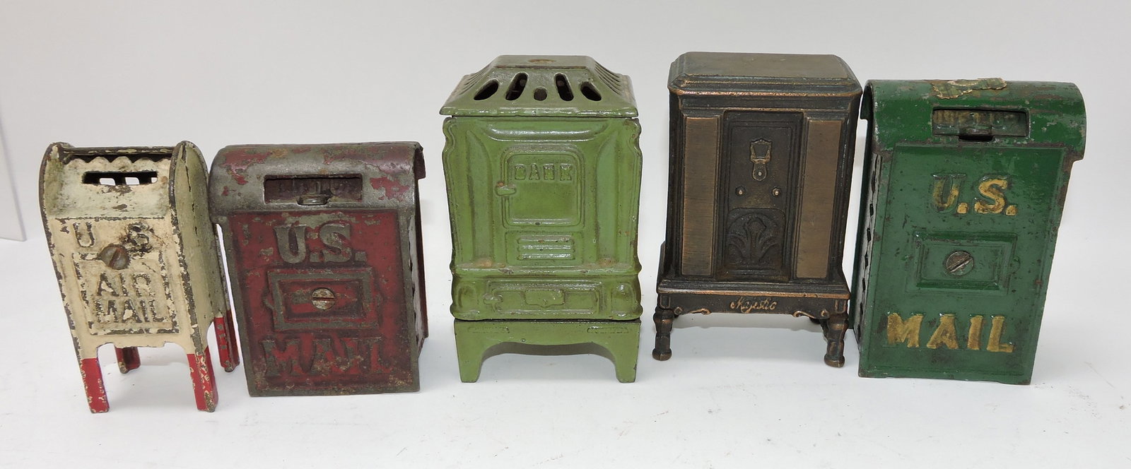 Lot of 5 cast iron & metal still banks - (1 of 1)
