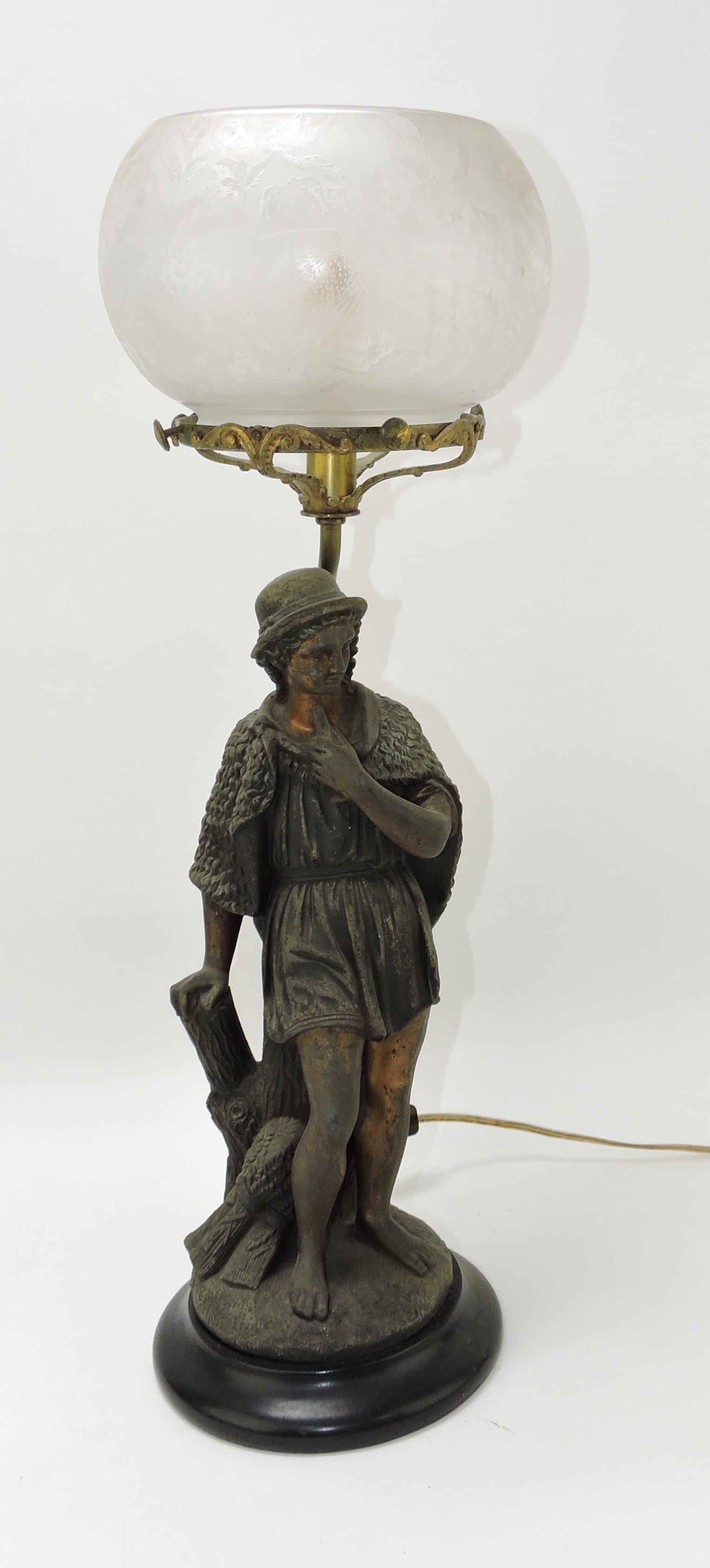 Figural gas table lamp, electrified, 23" (1 of 1)