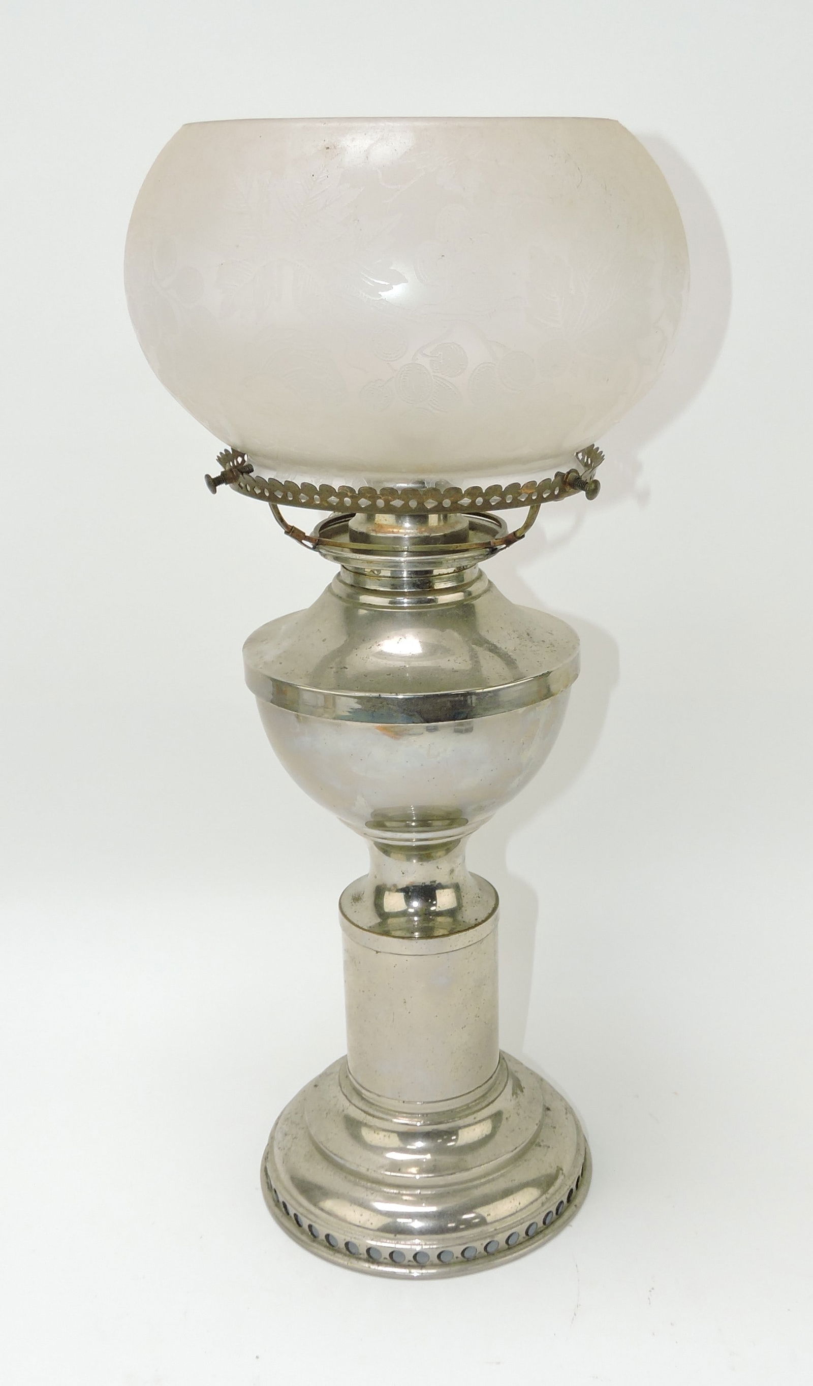 Nickel over brass oil lamp, 17" (1 of 1)
