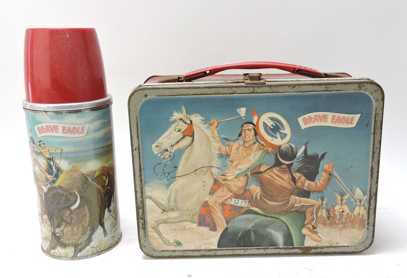 Brave Eagle lunch box and thermos, (1 of 2)