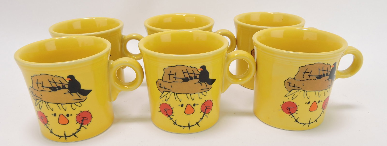 Fiesta Post 86 lot of 6 sunflower scarecrow: mugs