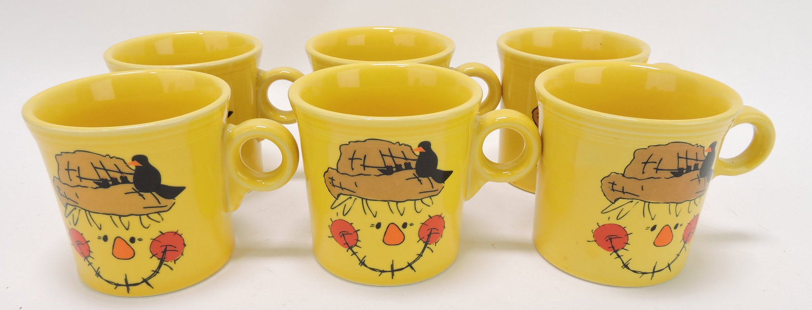 Fiesta Post 86 lot of 6 sunflower scarecrow: mugs