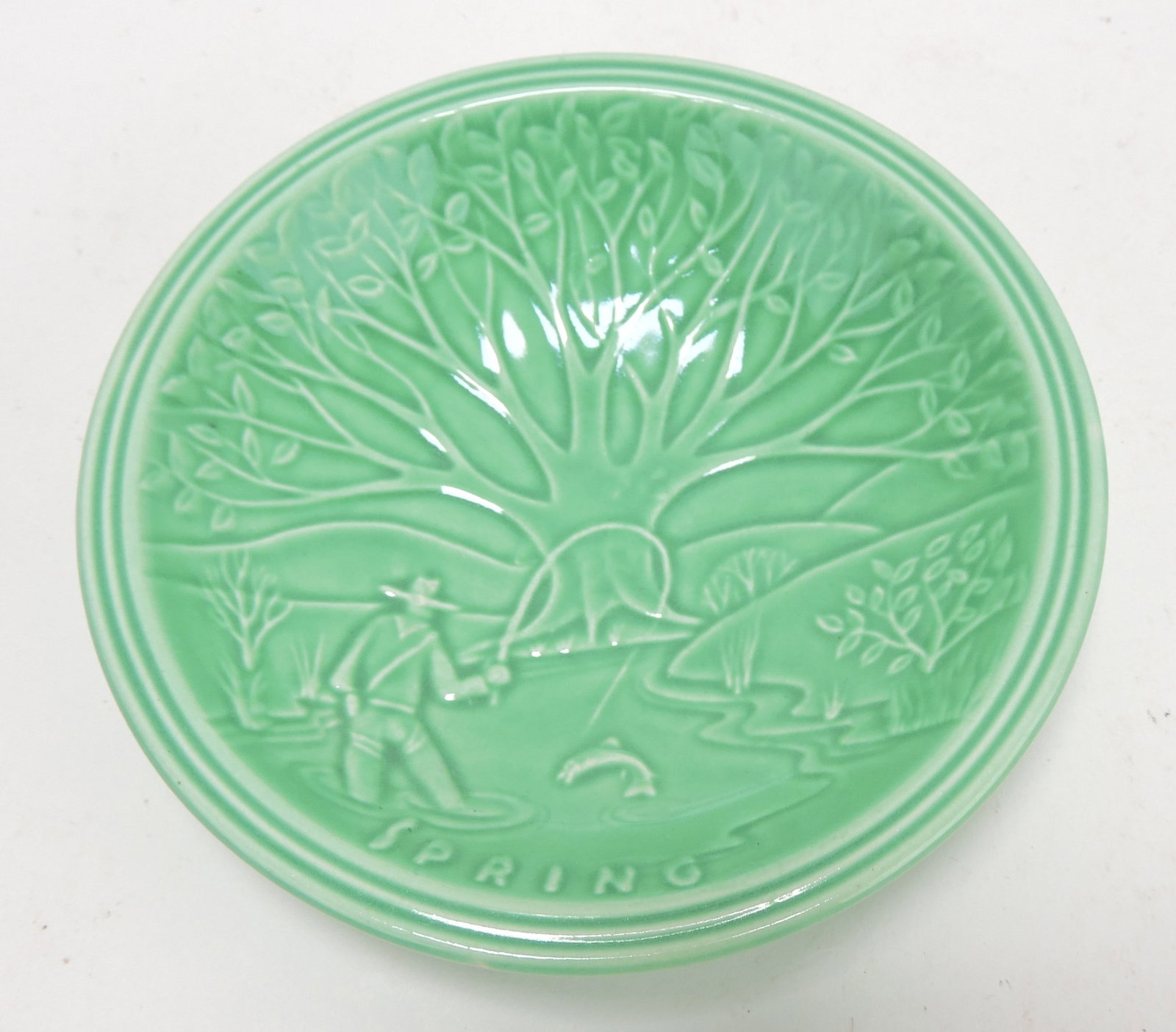 Fiesta World's Fair ashtray/sauce dish,: Spring, green