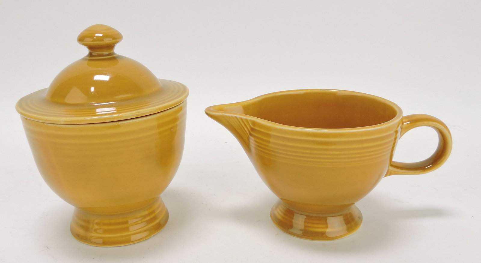 Fiesta Ironstone cream & sugar,: antique gold